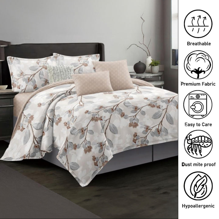 طقم سرير كينج سايز مع غطاء لحاف 220 × 240 – 6 قطع من أغطية السرير الناعمة والمريحة (6FS24)
