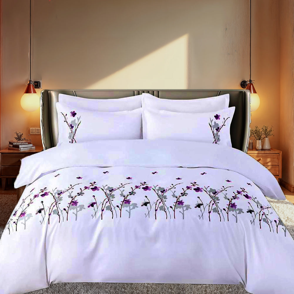 Embroidered 6 PCs King Bed Set With Duvet Cover 220x240 and Pillow Covers (6ES3)