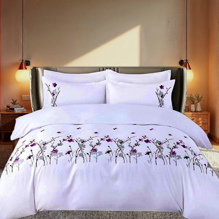 Embroidered 6 PCs King Bed Set With Duvet Cover 220x240 and Pillow Covers (6ES3)