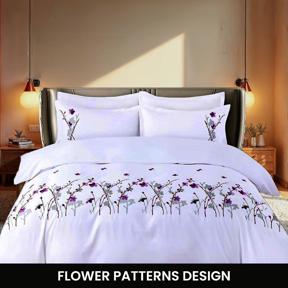 Embroidered 6 PCs King Bed Set With Duvet Cover 220x240 and Pillow Covers (6ES3)