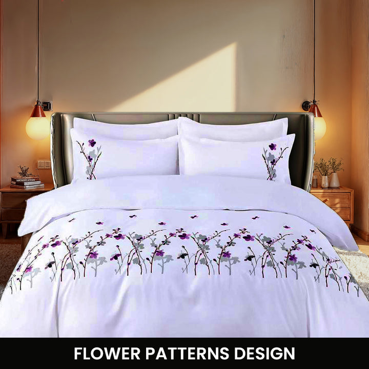 Embroidered 6 PCs King Bed Set With Duvet Cover 220x240 and Pillow Covers (6ES3)