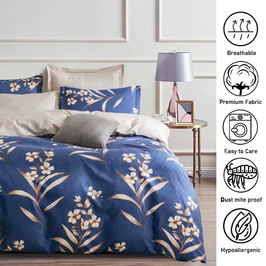 King Size Fitted Bed Sheet Set 6 PCs  With Duvet Cover 220x240, King Bedding Set (6FS8)