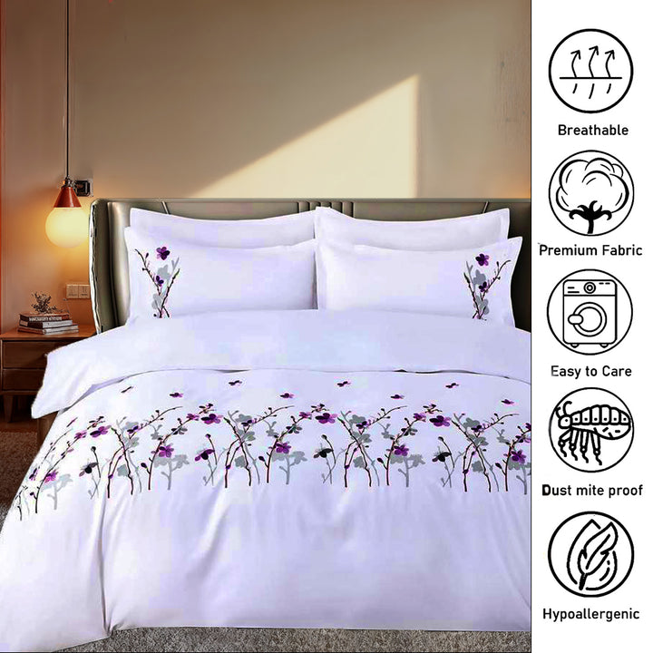 Embroidered 6 PCs King Bed Set With Duvet Cover 220x240 and Pillow Covers (6ES3)