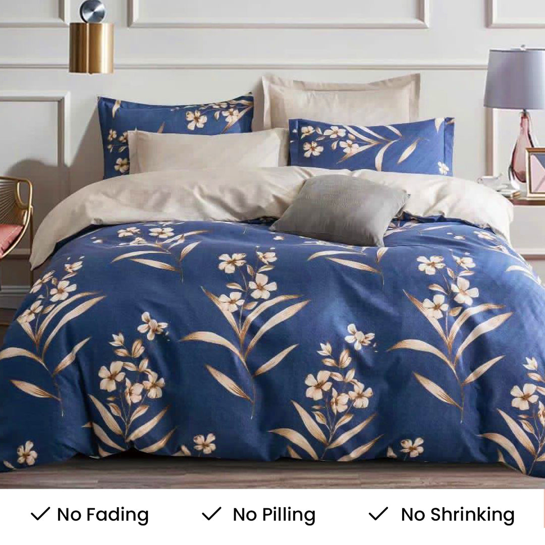 King Size Fitted Bed Sheet Set 6 PCs  With Duvet Cover 220x240, King Bedding Set (6FS8)