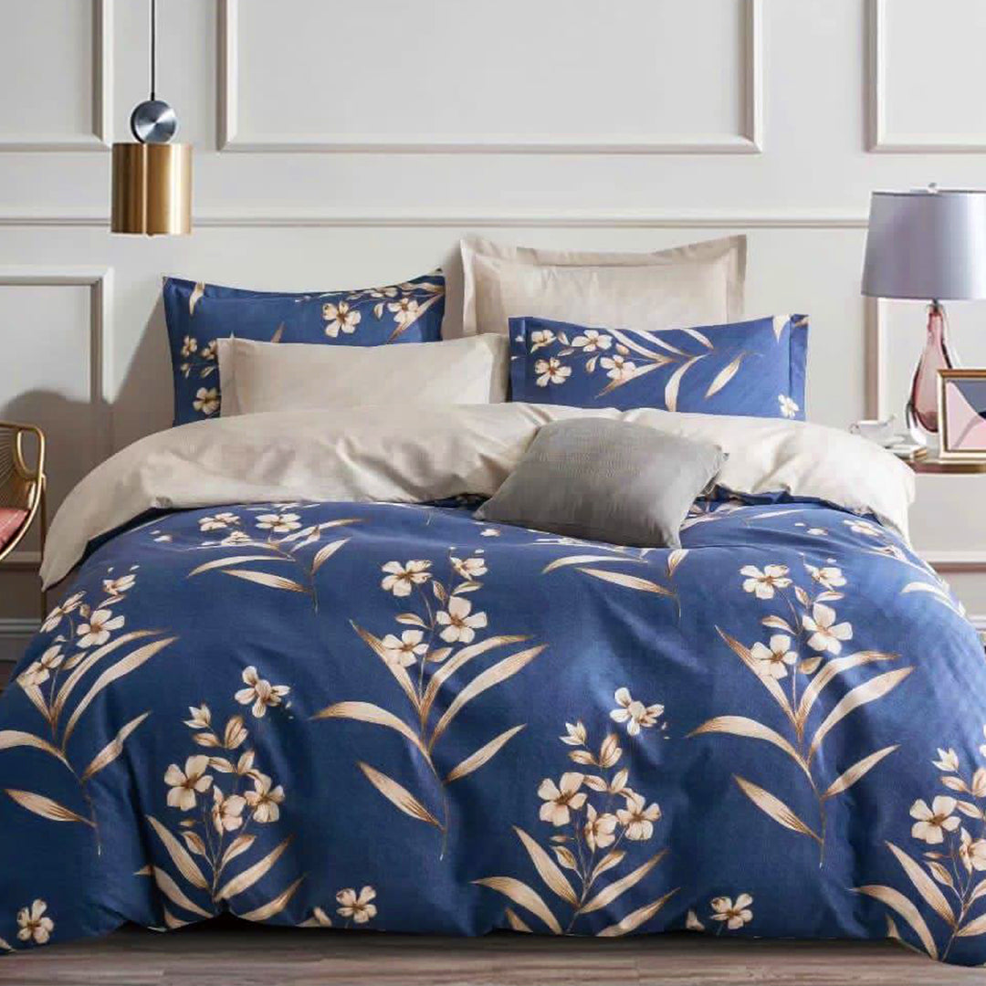 King Size Fitted Bed Sheet Set 6 PCs  With Duvet Cover 220x240, King Bedding Set (6FS8)