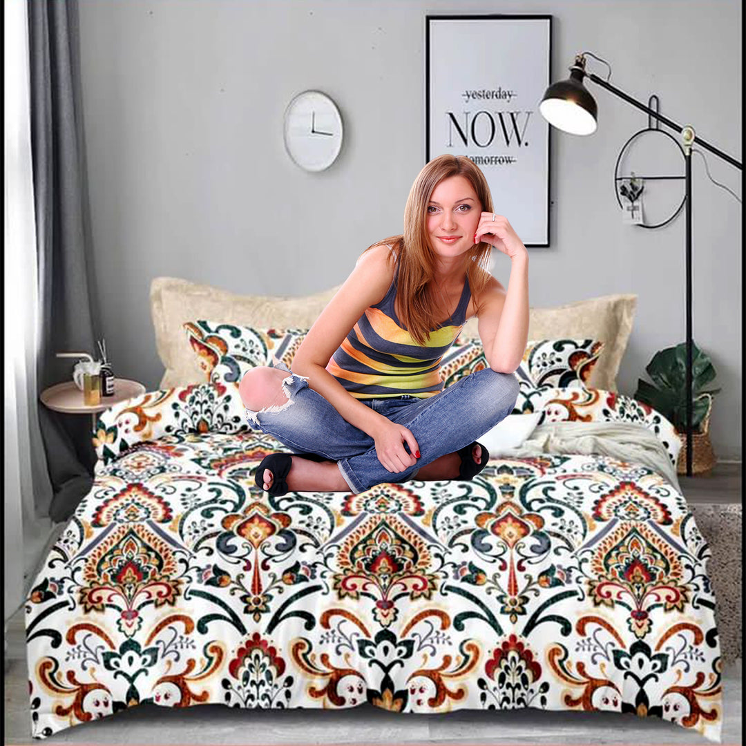 King Size Bed Sheet Set with 220x240 Duvet Cover, 6 PCs Bedding Set (6FS21)