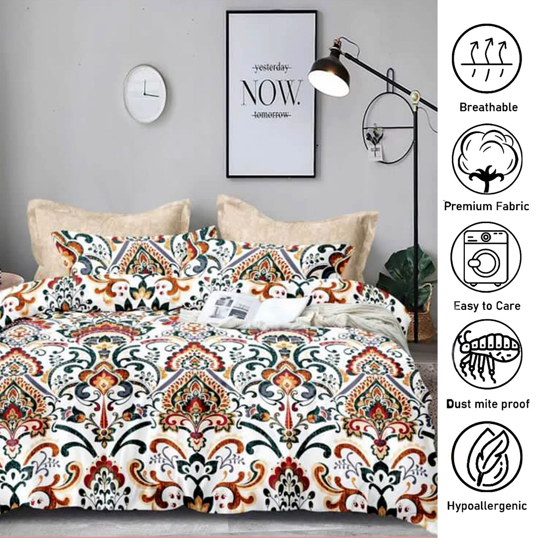 King Size Bed Sheet Set with 220x240 Duvet Cover, 6 PCs Bedding Set (6FS21)