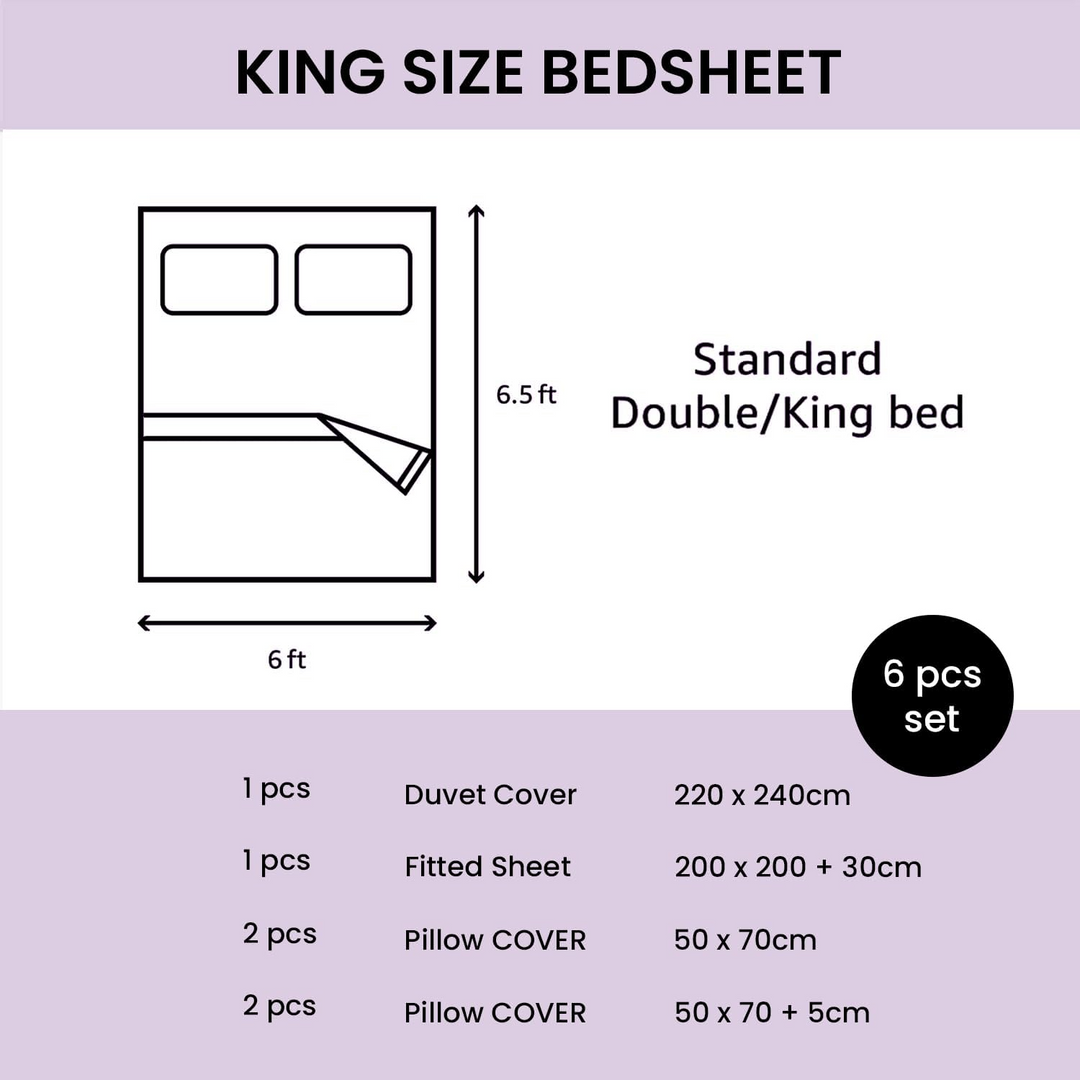 King Size Bed Sheet Set 6 PCs  With Duvet Cover 220x240, home duvet covers Set (6FS7)