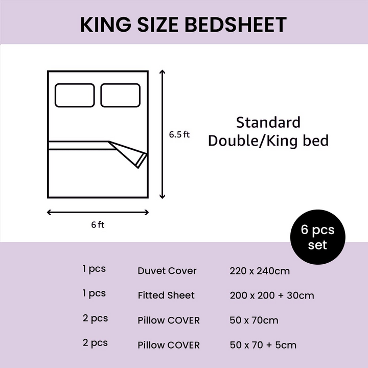 King Size Bed Sheet Set 6 PCs  With Duvet Cover 220x240, home duvet covers Set (6FS7)