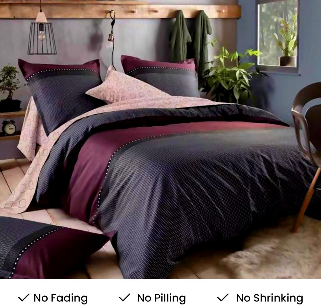 Single Size 4-PCs Bedding Set with Fitted Sheet & Duvet Cover 160x220  (4FS1)