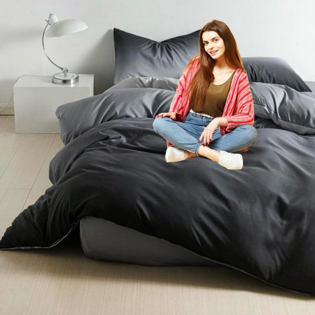 طقم ملاءات سرير كينج مع غطاء لحاف 220 × 240، طقم مفروشات كينج مكون من 6 قطع (6FS14)