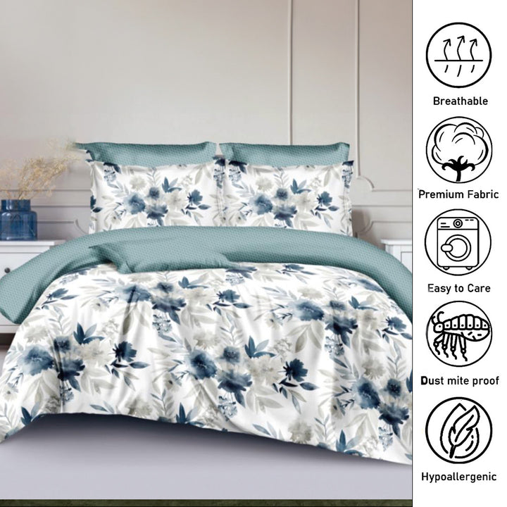 طقم ملاءات سرير كينج سايز، مكون من 6 قطع مع ملاءة مثبتة وغطاء لحاف، 220×240 سم (6FS32)