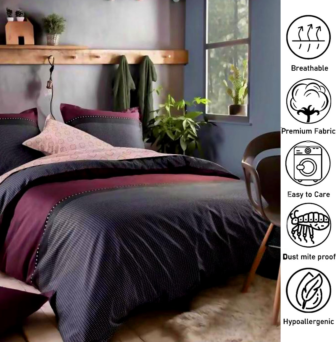 Single Size 4-PCs Bedding Set with Fitted Sheet & Duvet Cover 160x220  (4FS1)