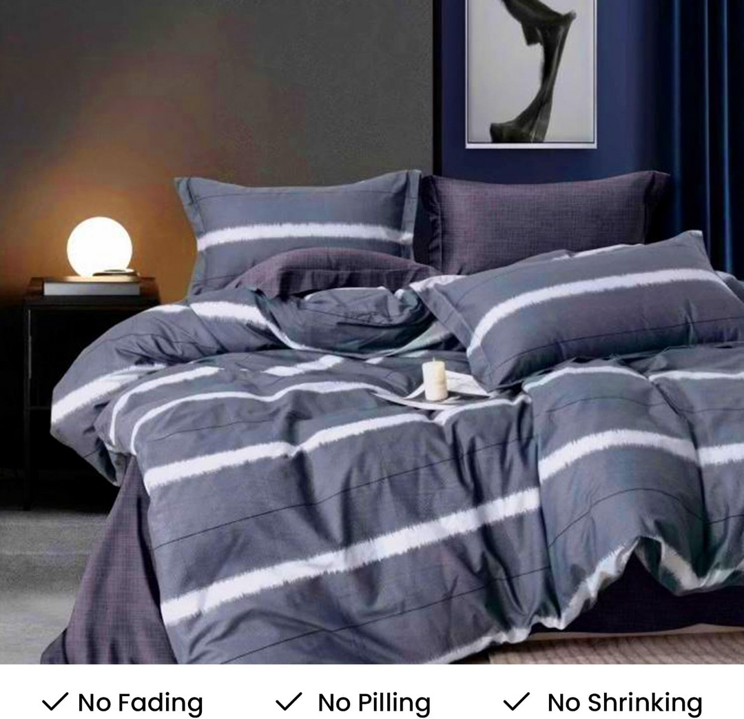 King Size 6 PCs Bed Set With Fitted Sheet and Duvet Cover 220x240 (6FS16)