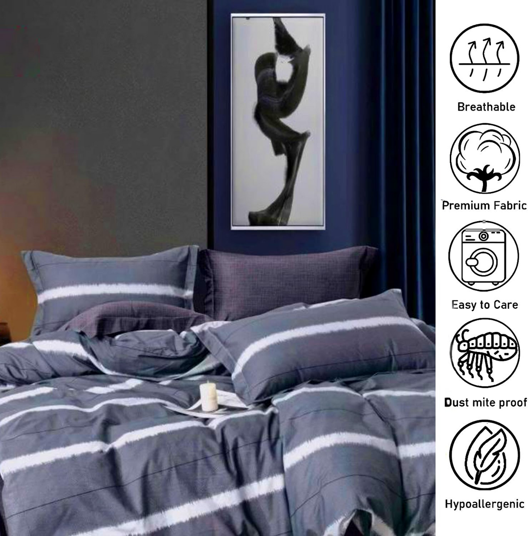King Size 6 PCs Bed Set With Fitted Sheet and Duvet Cover 220x240 (6FS16)