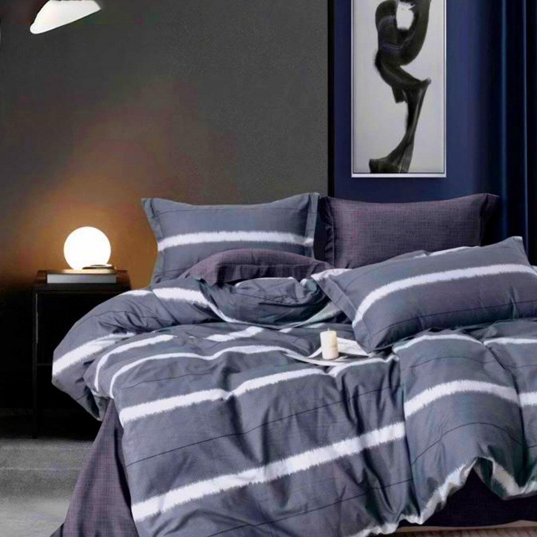 King Size 6 PCs Bed Set With Fitted Sheet and Duvet Cover 220x240 (6FS16)