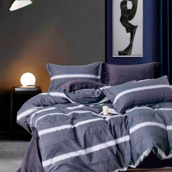 King Size 6 PCs Bed Set With Fitted Sheet and Duvet Cover 220x240 (6FS16)