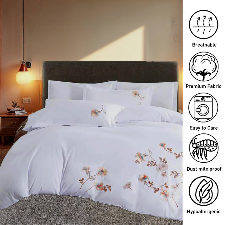Bed Sheet Set with Duvet Cover 220x240 Hotel Quality 6 PCs Bedding Set (6ES4)