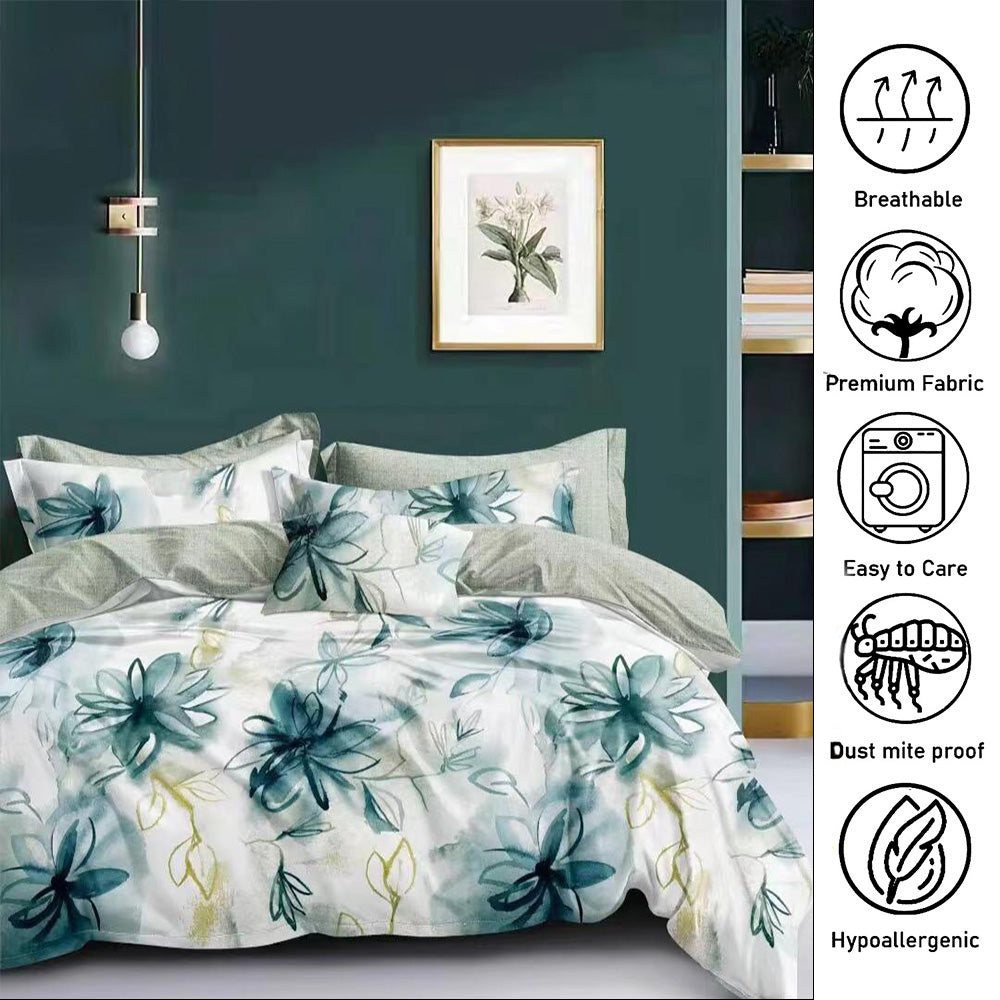 ملاءات سرير مقاس كبير مع غطاء لحاف 220 × 240، مجموعة ملاءات سرير عالية الجودة من 6 قطع (6FS41)