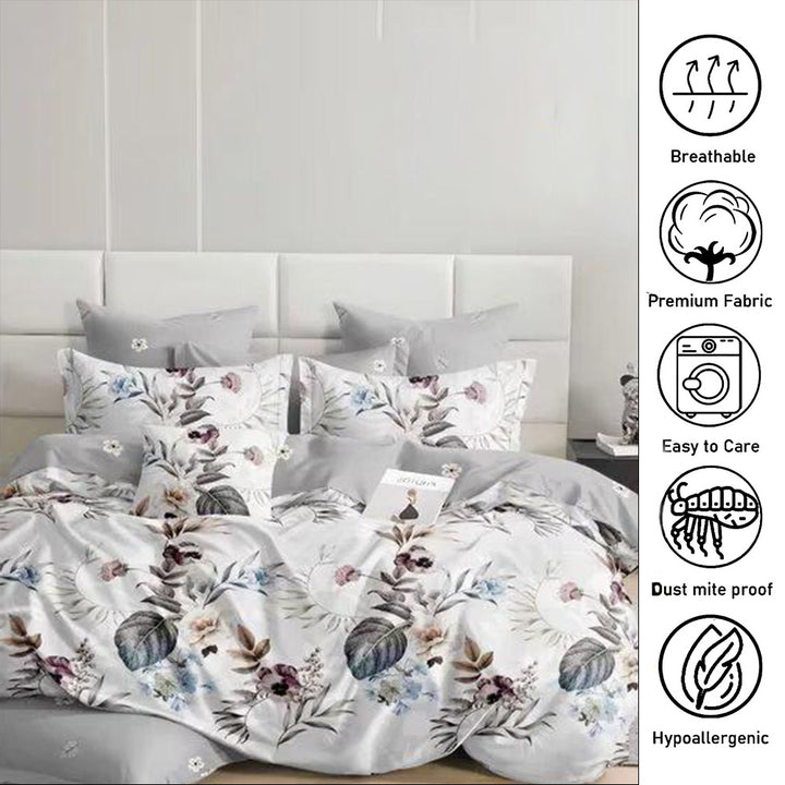 طقم سرير كينج 6 قطع مع غطاء لحاف 220 × 240، وغطاء وسادة (MNC8)