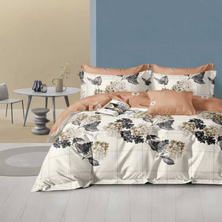 طقم سرير كينج مع ملاءة ملائمة وغطاء لحاف 220 × 240 – طقم من 6 قطع (6FS27)