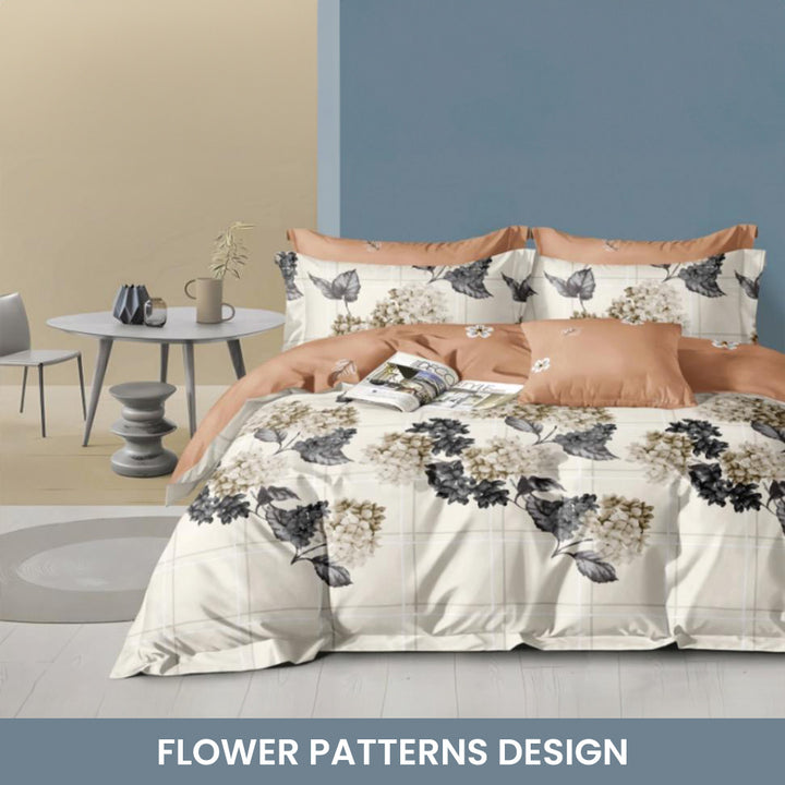 طقم سرير كينج مع ملاءة ملائمة وغطاء لحاف 220 × 240 – طقم من 6 قطع (6FS27)