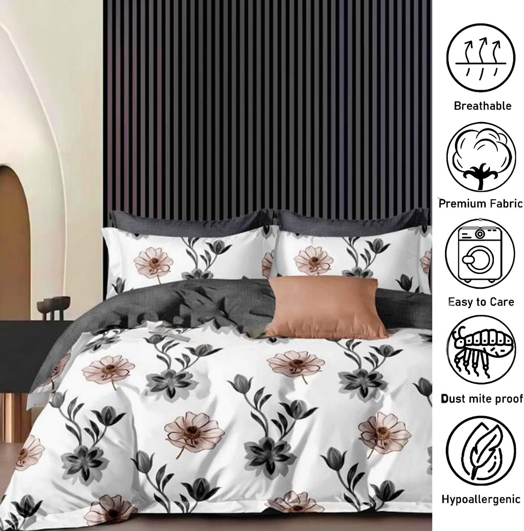 طقم ملاءات سرير كينج 6 قطع مع غطاء لحاف 220 × 240، وغطاء وسادة (MNC7)