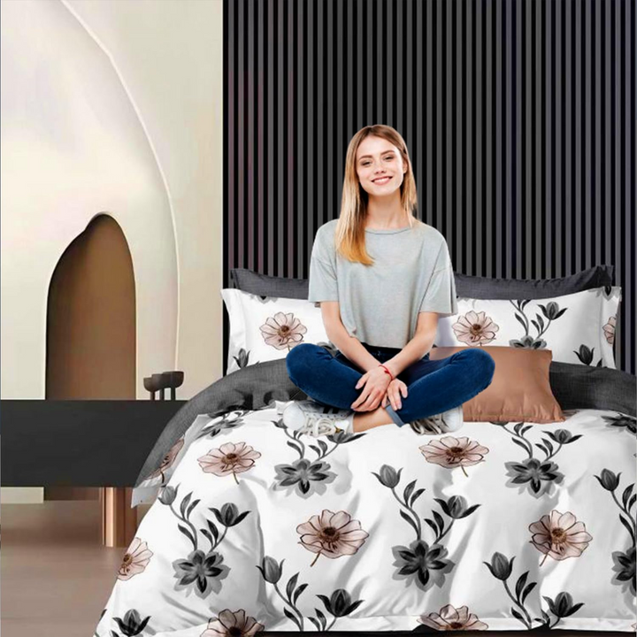 طقم ملاءات سرير كينج 6 قطع مع غطاء لحاف 220 × 240، وغطاء وسادة (MNC7)