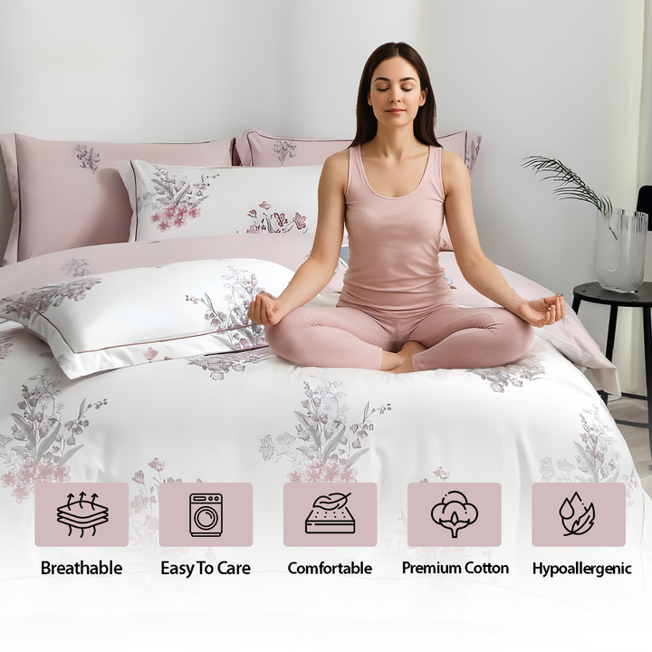 Comfort Bedding Set 6 PCs with Fitted Bed Sheet, Duvet Cover & Pillowcases (6FS80)