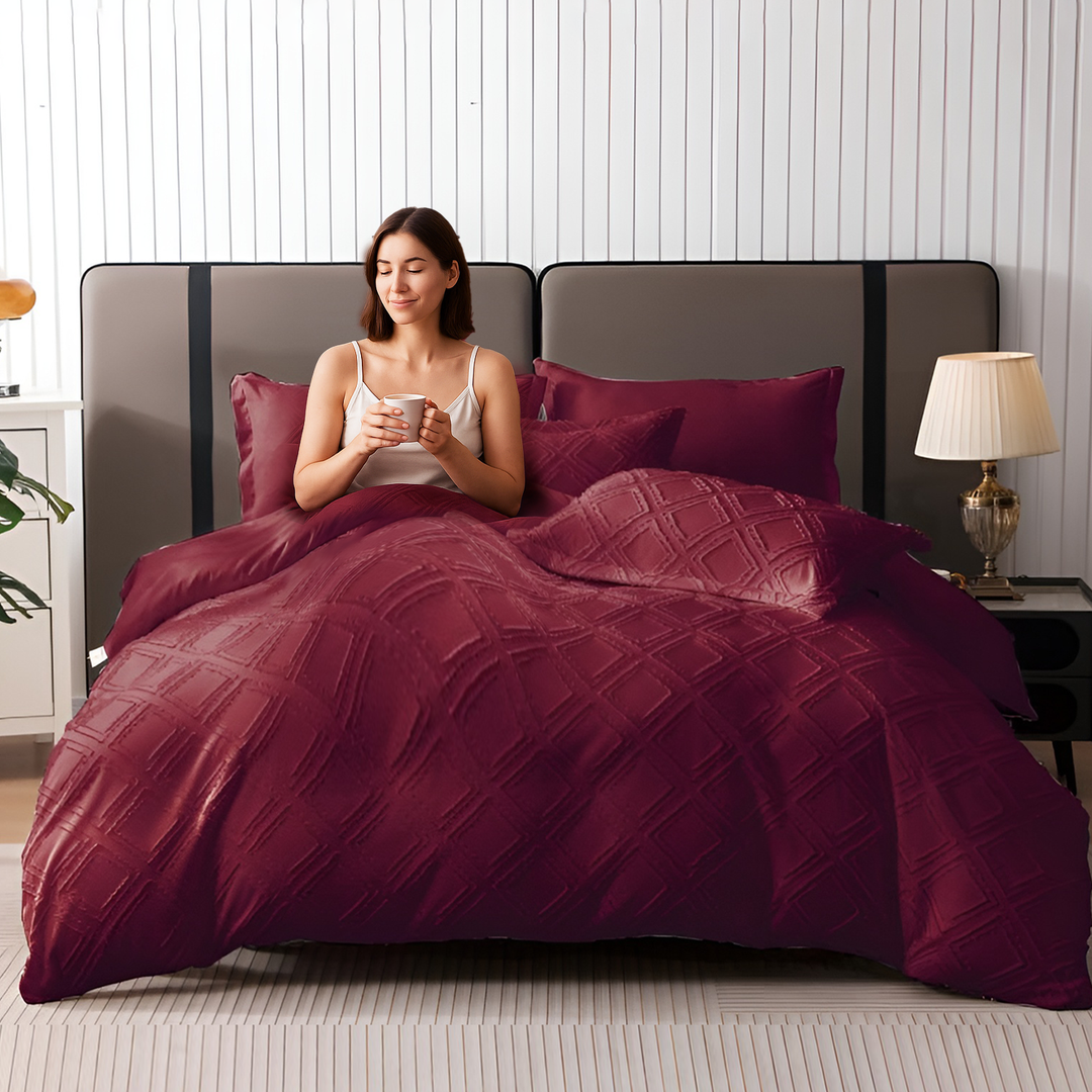 King Bed Set 6 PCs with Fitted sheet & Duvet Cover 220x240 – Bedding Collection (6FM36)