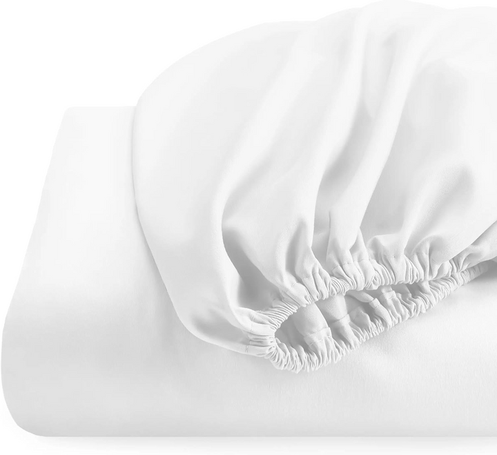 King Fitted Sheet 180x200 cm – 144 TC, 100% Long Staple Cotton, Soft & Breathable (White)