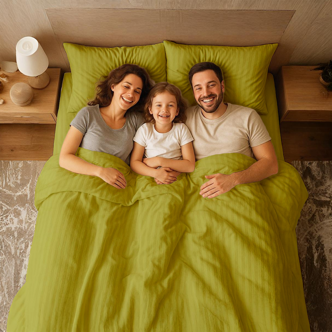 6 PCs King Size Bed Sheet Set Duvet Cover 220x240 King Size Bedding Set (Lime Green)