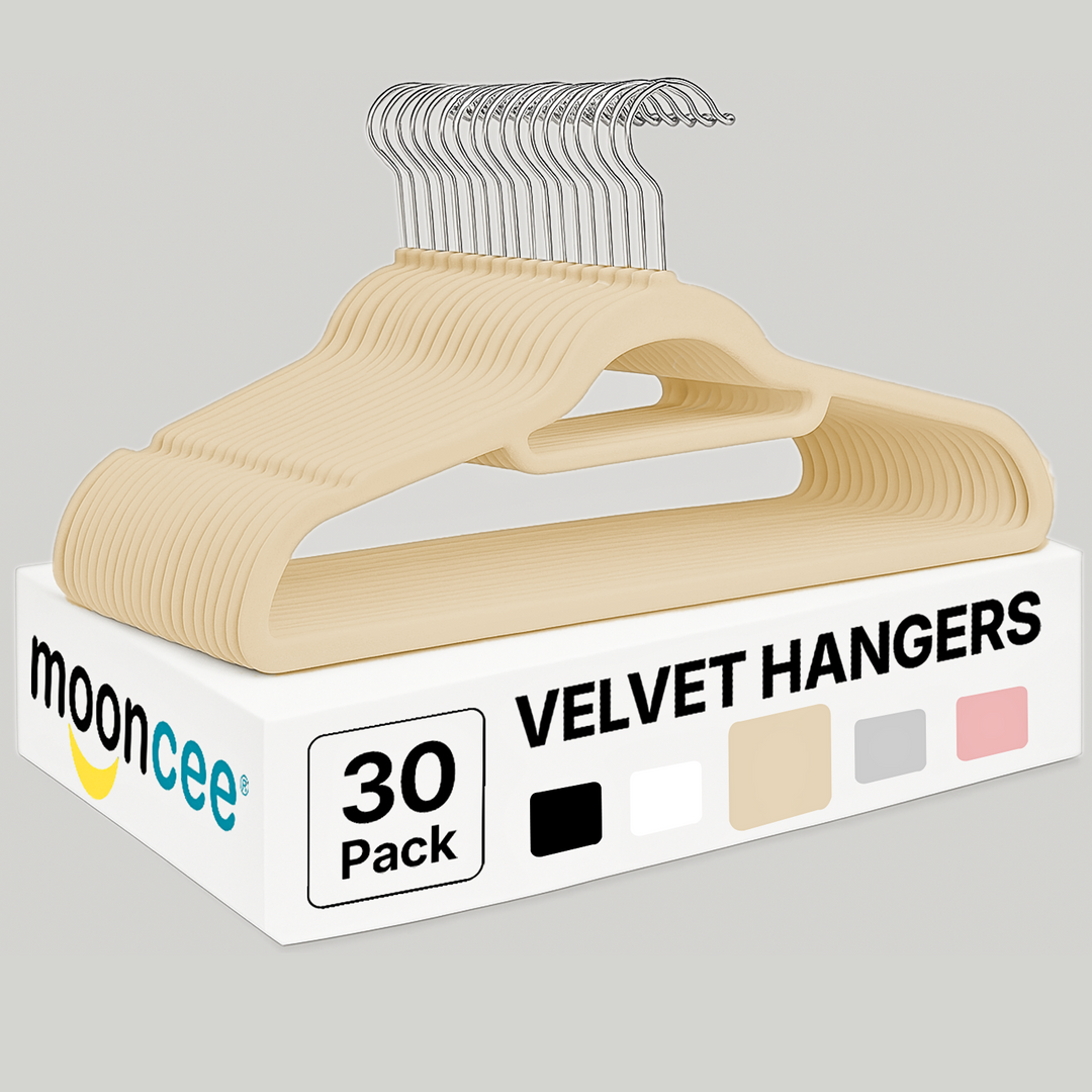 MOONCEE Premium Velvet Non-Slip Hangers – Ideal for Clothes, Coats & Pants