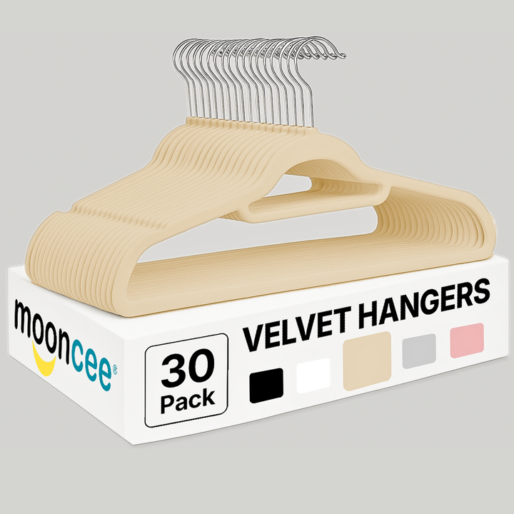 MOONCEE Premium Velvet Non-Slip Hangers – Ideal for Clothes, Coats & Pants