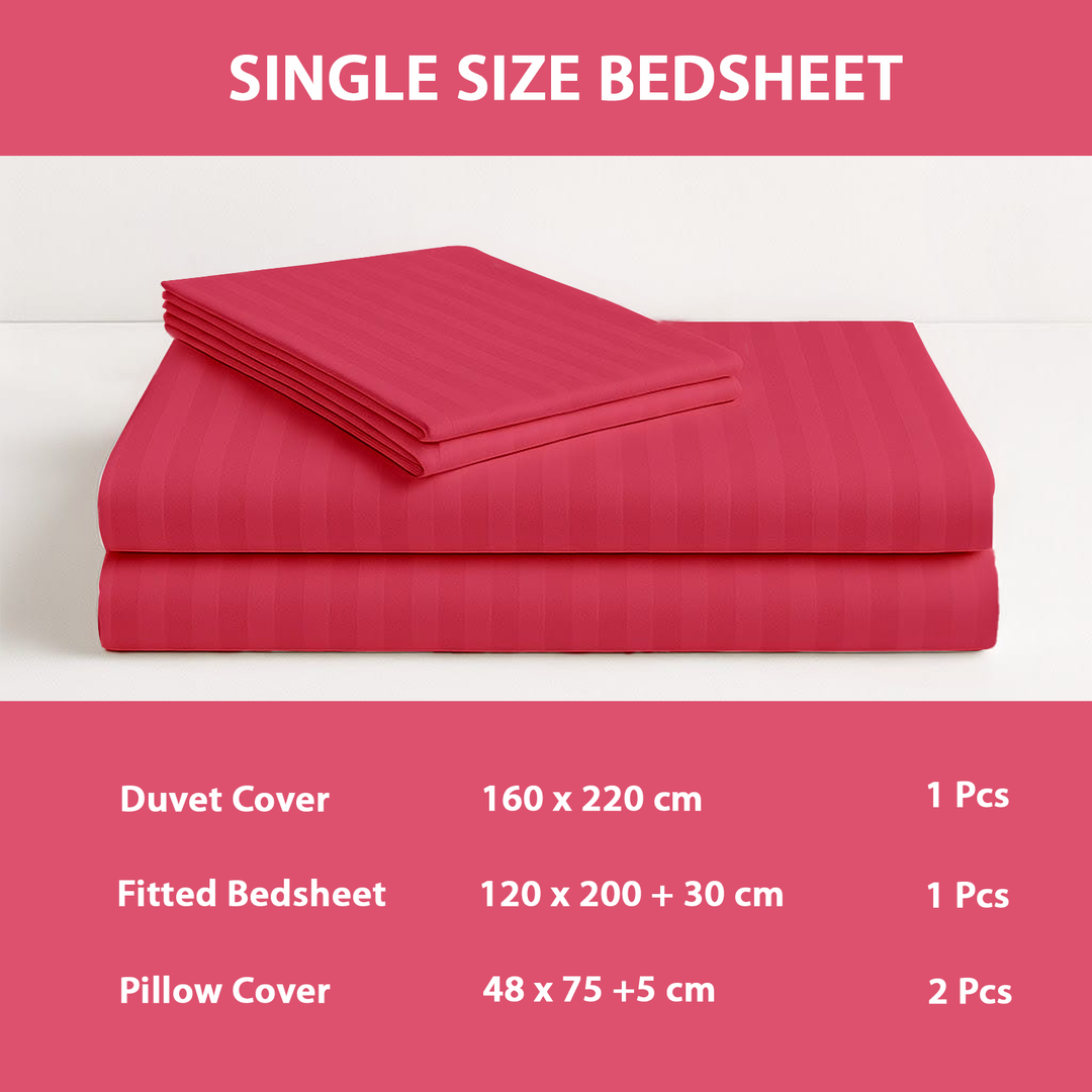 4 PCs Single Bed Sheets Set With Duvet Cover Set 160x220 cm Bedding Set (Pink)