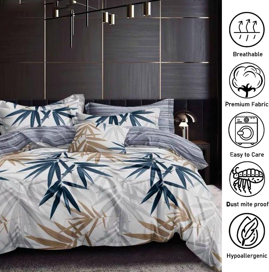 Single Fitted Sheet and Duvet Cover Set, 4 PCs Bedding Set 160x220 (4FS2)