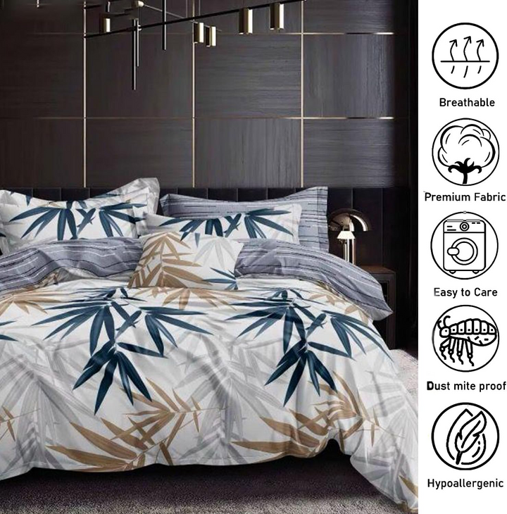 Single Fitted Sheet and Duvet Cover Set, 4 PCs Bedding Set 160x220 (4FS2)
