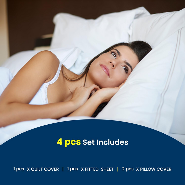 Single Fitted Sheet and Duvet Cover Set, 4 PCs Bedding Set 160x220 (4FS2)