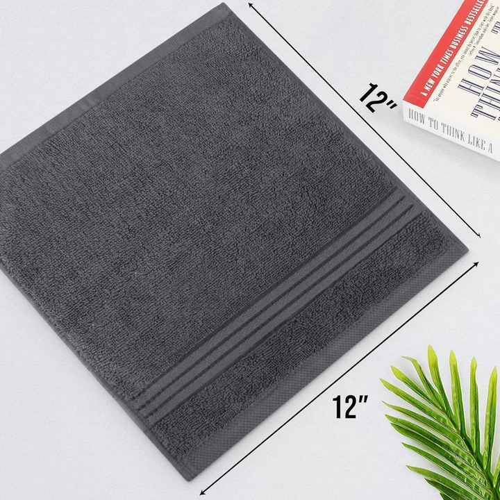 12 Pack Premium Wash Cloths and Face Towels Set (30 x 30 CM) 600 GSM 100% Cotton Soft