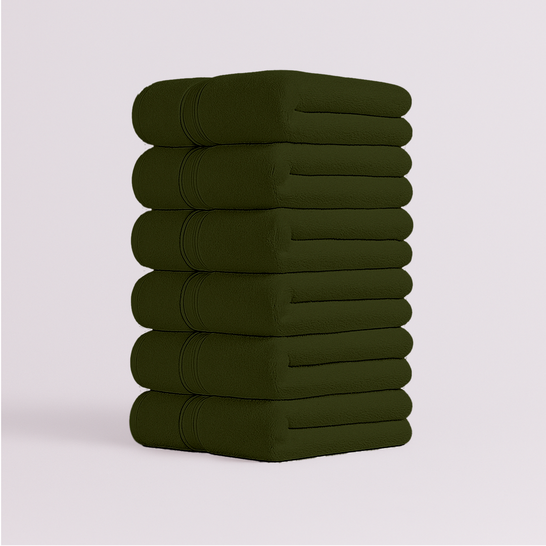 6-Pack Gentle Face Towels – Soft Cotton, Perfect for Spa, Gym & Home Use (Military)