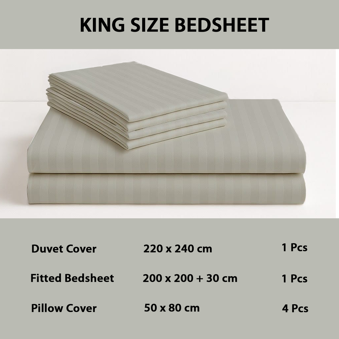 King Size Bed Sheets 6 PCs with Duvet Cover 220x240 King Bedding Set (Grey)