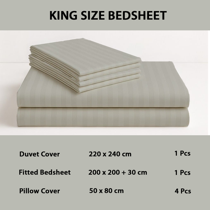King Size Bed Sheets 6 PCs with Duvet Cover 220x240 King Bedding Set (Grey)