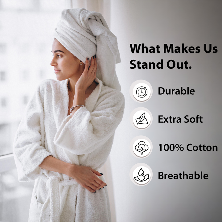 White Hotel Towel – 4 PCs Guest Bath Towel Set 70cmx140cm Pure Cotton Towels (White)