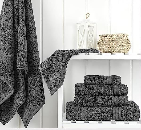 6 PCs Premium Towel Set, 2 Bath Towels, 2 Hand Towels , 2 Washcloths & Shower Towel