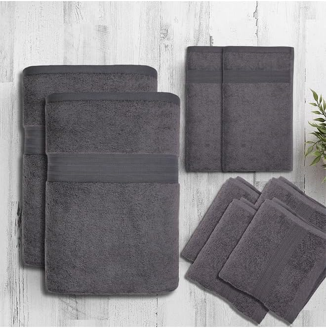 6 PCs Premium Towel Set, 2 Bath Towels, 2 Hand Towels , 2 Washcloths & Shower Towel