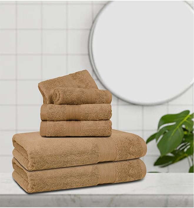 6 PCs Premium Towel Set, 2 Bath Towels, 2 Hand Towels , 2 Washcloths & Shower Towel