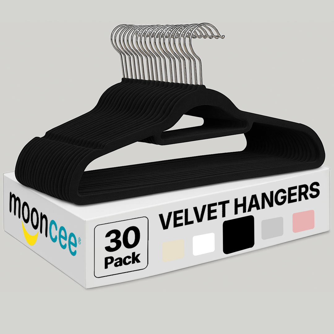 MOONCEE Premium Velvet Non-Slip Hangers – Ideal for Clothes, Coats & Pants