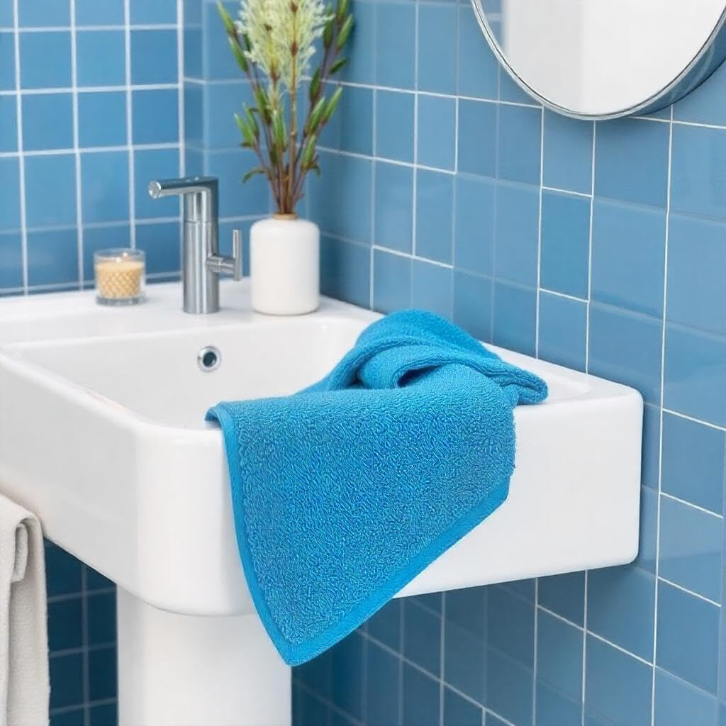 12 Pack Premium Wash Cloths and Face Towels Set (30 x 30 CM) 600 GSM 100% Cotton Soft