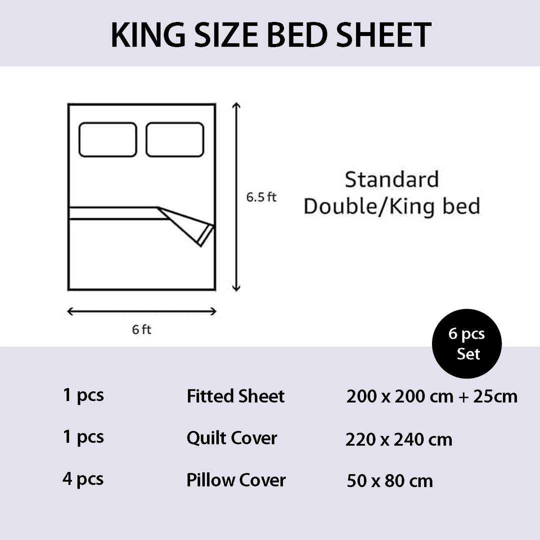 Luxurious King Size Embroidered Bedding Set 6 PCs for Elegant Bedroom Styling (White)