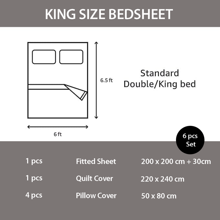Cotton Bedding Set 6 PCs with Deep Pocket Fitted Sheet & Pillowcases (6FS84)